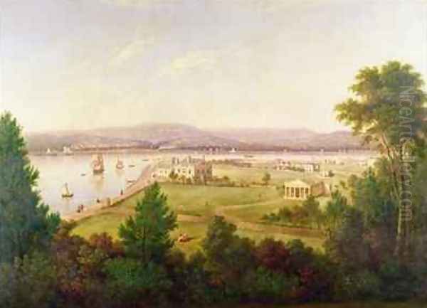 View of Exmouth from the Beacon Walls Oil Painting by W.H. Hallett