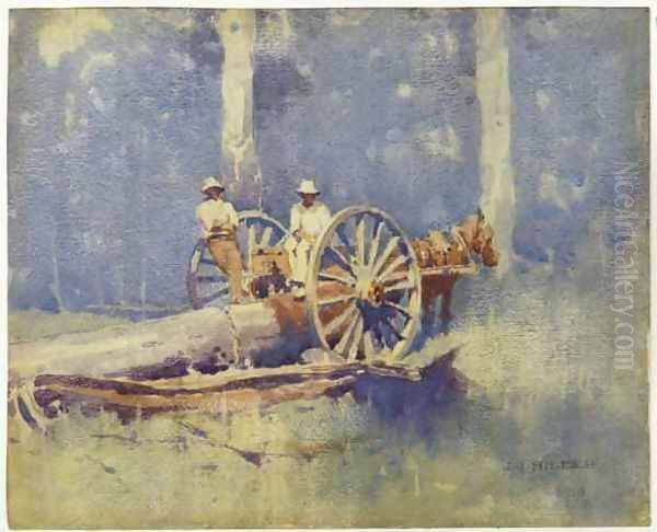 Timber getters Oil Painting by Jesse Jewhurst Hilder