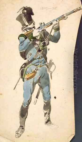 A Rifleman of the Austrian Jaegers the Prestige Corp of a National Elite Oil Painting by Johan Baptiste Heinefetter