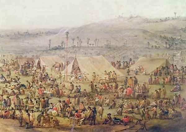 Military Encampment 2 Oil Painting by Robert van den Hoecke