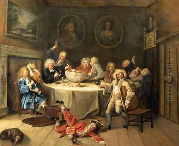 Modern Midnight Conversation Oil Painting by William Hogarth