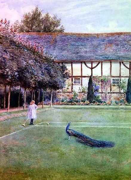 On the Croquet Lawn Oil Painting by Arthur L. Hewlett