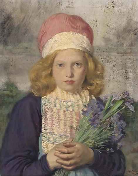 The flower gatherer Oil Painting by Herbert Johnson Harvey