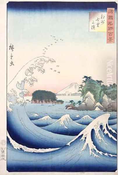 The Wave from the series 100 Views of the Provinces Oil Painting by Hiroshige, Ando or Utagawa