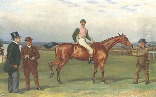 Old Joe, with jockey up, on a course steeplechasing Oil Painting by Alfred Charles Havell