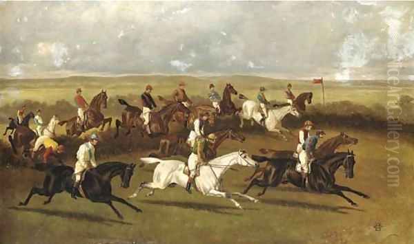 Steeplechasing, traditionally identified as 'Racing in Ireland' Oil Painting by Alfred Charles Havell