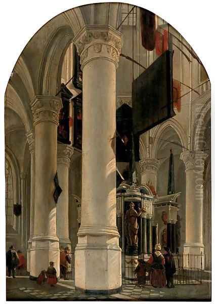 The interior of the New Church with the Tomb of Willem the Silent, Delft Oil Painting by Gerrit Houckgeest