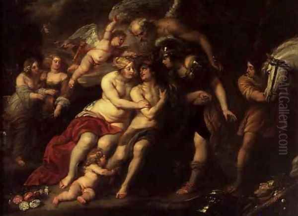 Hercules between Vice and Virtue Oil Painting by Jan van den Hoecke