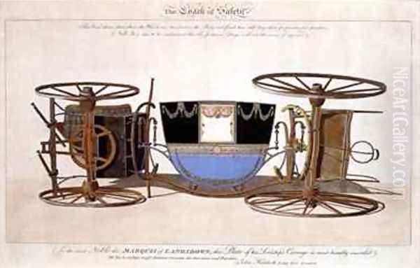 The Marquis of Landsdowns Coach of Safety invented and patented by the artist Longacre London Oil Painting by John Hatchett