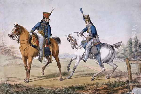 Officers of the 10th and 18th Hussars Oil Painting by Hull, Edward