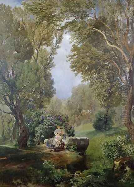 A Woodland Idyll Oil Painting by Anton Hlavacek