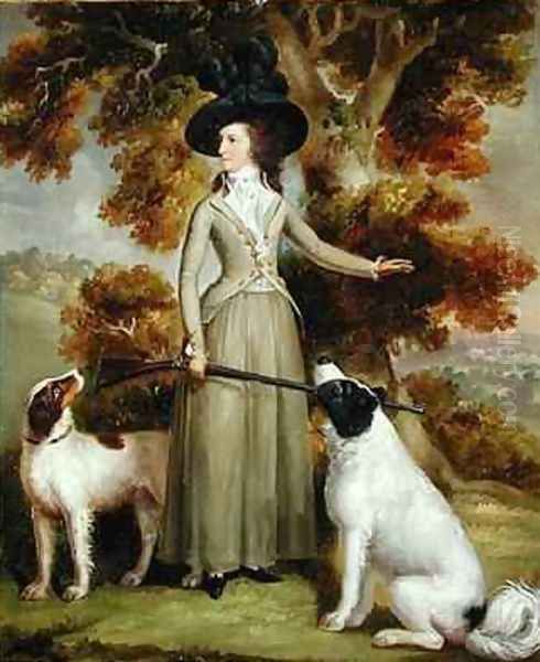 The Countess of Effingham with Gun and Shooting Dogs Oil Painting by George Haugh