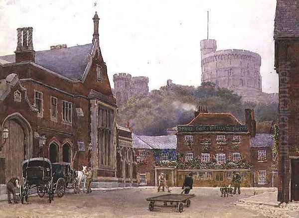 South West Station and Round Tower from Windsor Oil Painting by George Moore Henton