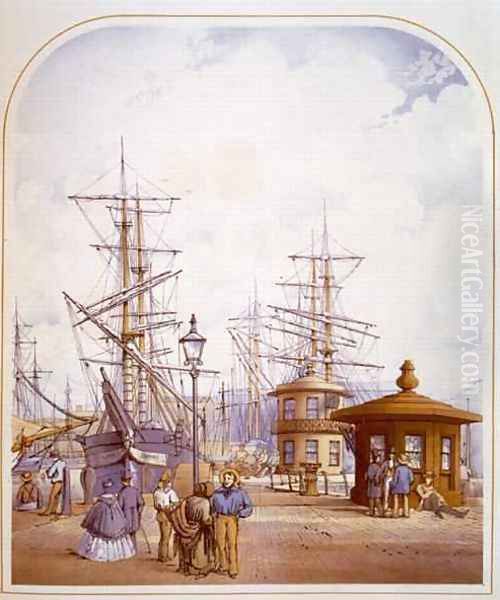 Waterloo Docks from Modern Liverpool Illustrated Oil Painting by William Gavin Herdman