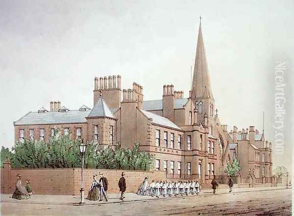 Orphan Boys Asylum from Modern Liverpool Illustrated Oil Painting by William Gavin Herdman