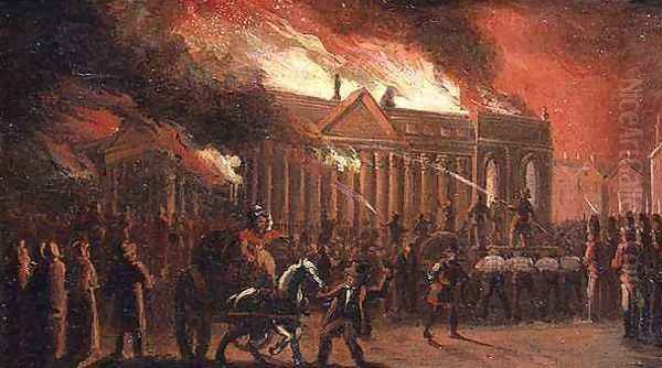 The Burning of Liverpool Town Hall Oil Painting by William Gavin Herdman