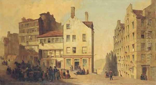 In Edinburgh, the High Street, Leith Wynd and Canongate Oil Painting by William Gavin Herdman