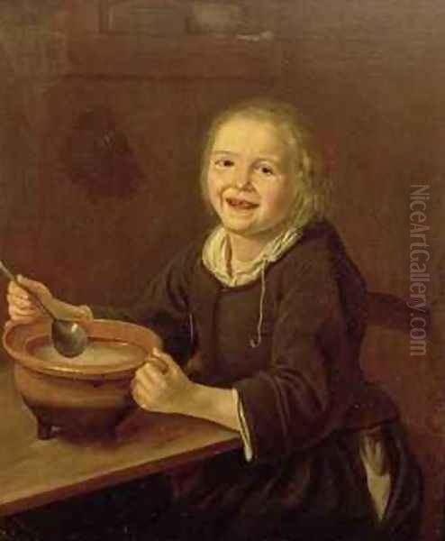 Boy eating Porridge Oil Painting by Reynier Fransz Hals