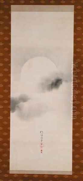 Hanging Scroll Depicting The Autumnal Moon Oil Painting by Sakai Hoitsu