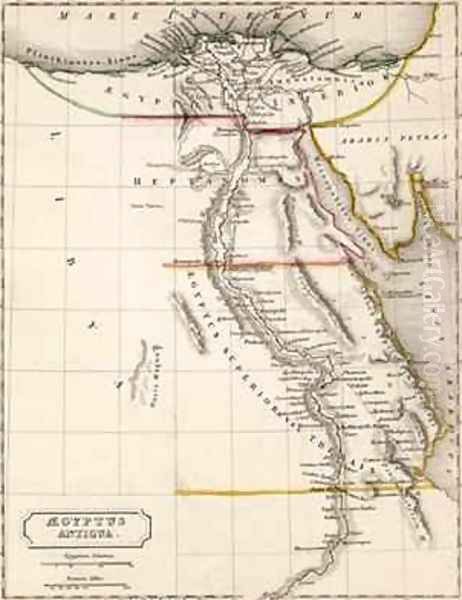 Map of Aegyptus Antiqua Ancient Egypt Oil Painting by Sydney Hall