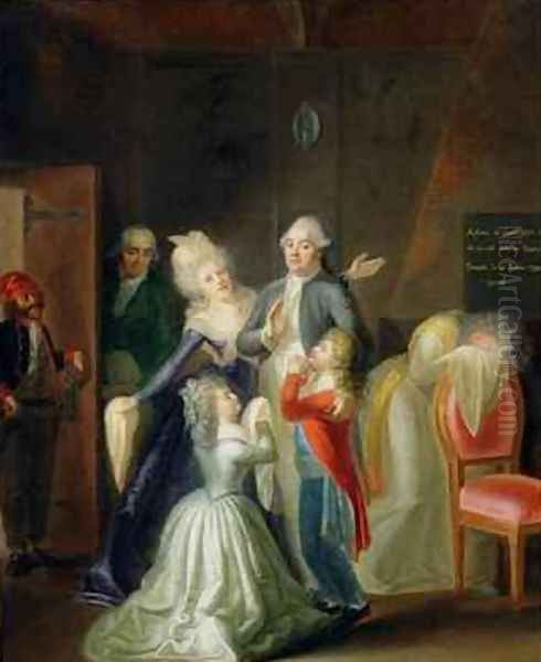 Farewell to Louis XVI by his Family in the Temple Oil Painting by Jean-Jacques Hauer