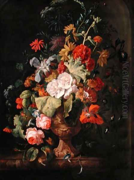 Vase of Flowers Oil Painting by Justus van Huysum