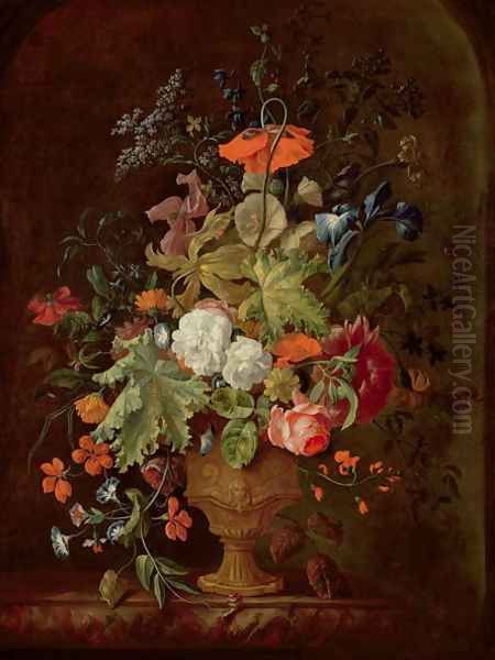 Vase of Flowers 2 Oil Painting by Justus van Huysum