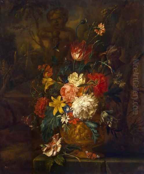 Flowers Oil Painting by Justus van Huysum