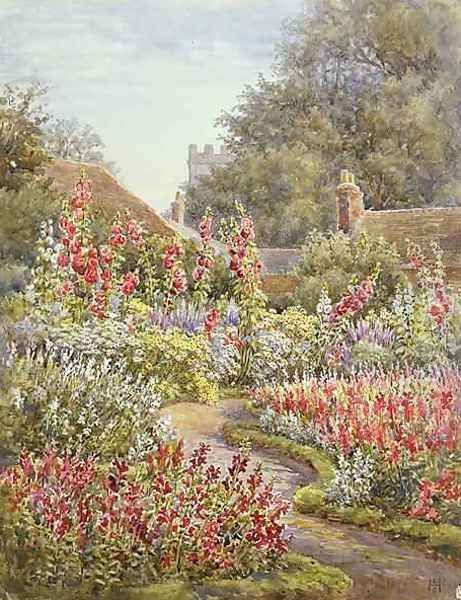 Hollyhocks Oil Painting by Lionel Charles Henley