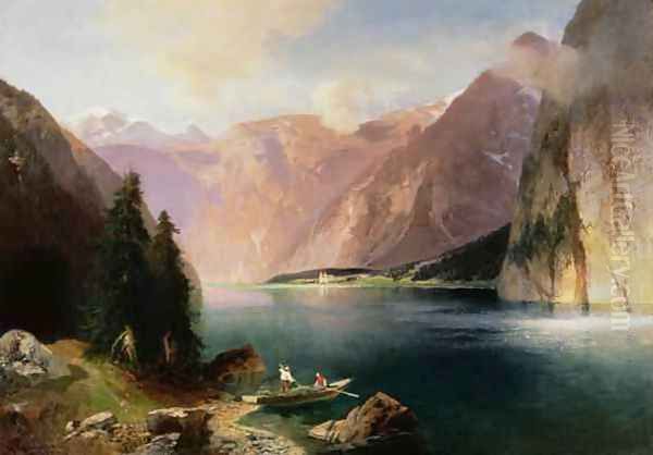 Koenigssee Oil Painting by Heinrich (Heinz) Hiller