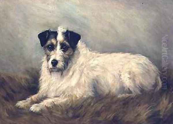 Terrier Oil Painting by Mabel Hastings