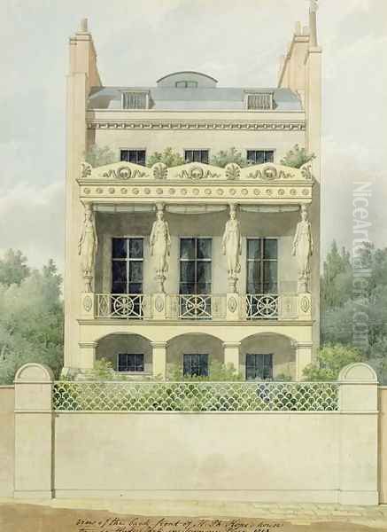 View of the Back Front of Henry Phillip Hopes house towards Hyde Park in Seymour Place Oil Painting by Thomas and Hope, Henry P. Hope