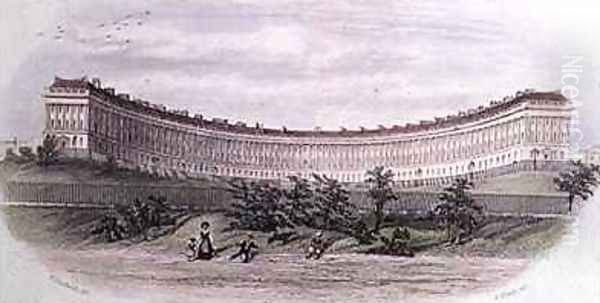 Royal Crescent Bath from the park Oil Painting by Hardwick of Bath, William N.