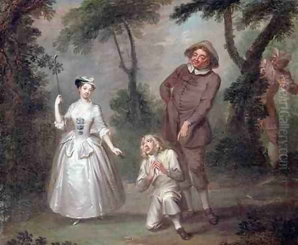 Peg Woffington as Rosalind with Celia and Touchstone in the Forest of Arden Oil Painting by Francis Hayman