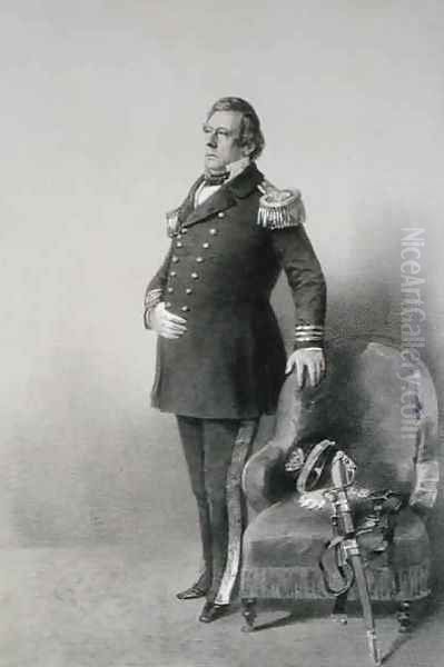 Commodore Matthew Calbraith Perry 1794-1858 from Graphic Scenes in the Japan Expedition Oil Painting by Wilhelm Heine