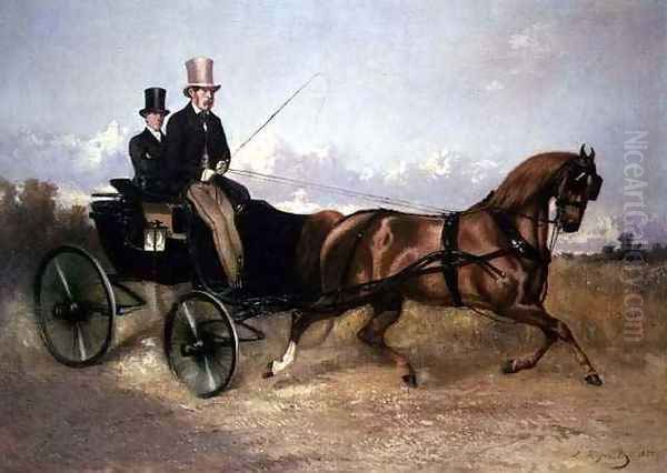 M le comte de M dans son Cabriolet Oil Painting by Louis Robert Heyrault