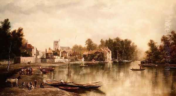 View of Twickenham one of a pair Oil Painting by W. Howard