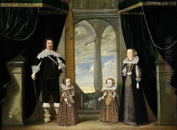 Portrait of a Nobleman his Wife and their Two Daughters Oil Painting by Wolfgang Heimbach