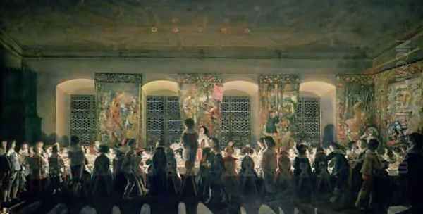 Banquet at Night Oil Painting by Wolfgang Heimbach