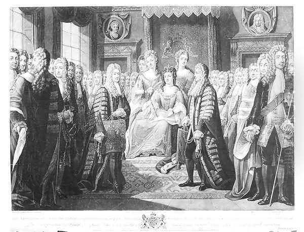 The Articles of the Union Presented by the Commissioners to Queen Anne Oil Painting by Huck, Johann Gerhard