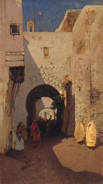 A Street in Tetuan, Morocco Oil Painting by Frank Hind