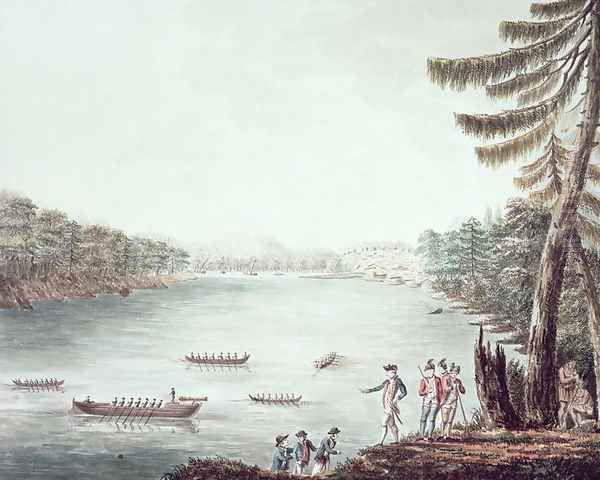 A View of Ticonderoga from a point on the north side of Lake Champlain Oil Painting by James II Hunter