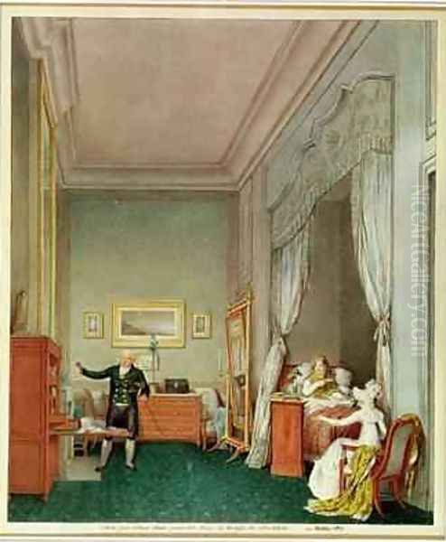 The Empresss Bedroom with the Duchesse de Montebello and Jean Nicolas Corvisart 1755-1821 Oil Painting by Marie-Louise de Hapsburg-Lorraine