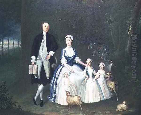 Baptist Noel 4th Earl of Gainsborough and His Wife Elizabeth with their Children Oil Painting by William Henesy