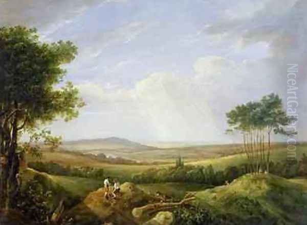 Landscape with Figures Oil Painting by Captain Thomas Hastings