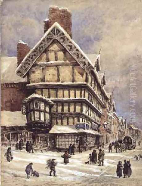 The High Street Shrewsbury Oil Painting by E. Hay