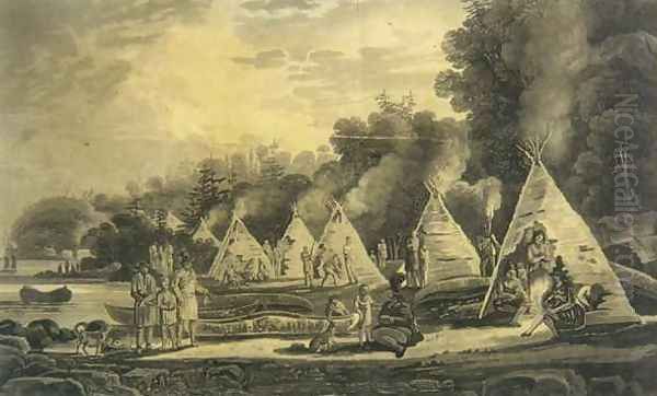 Encampment of the Domiciliated Indians Oil Painting by George Heriot