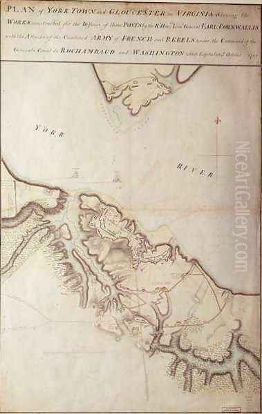 British map of the Siege of Yorktown Oil Painting by John Hills