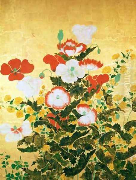 Flowers of the Seasons 2 Oil Painting by Nakamura Hochu