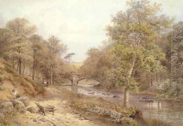 Quarrying by the River Oil Painting by William Hull